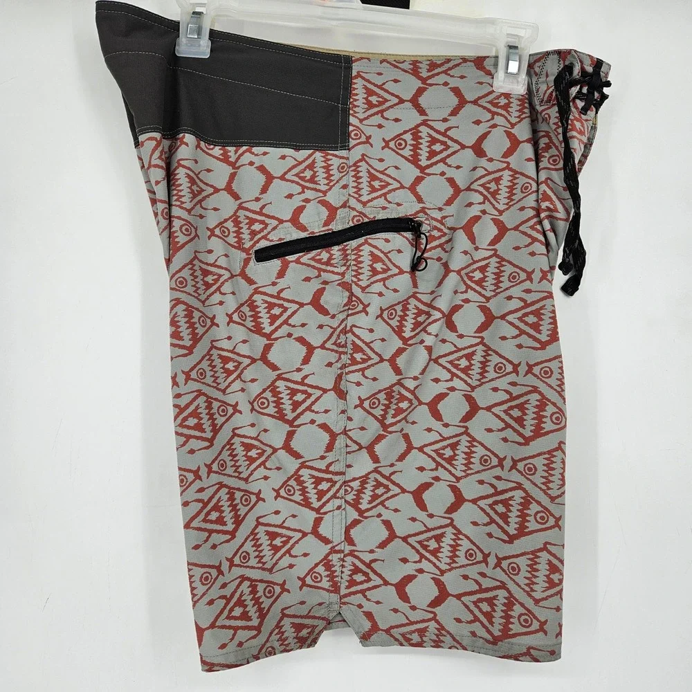 Patagonia Board Shorts Mens Sz 36 Swim Trunks Drawstring Gray Red Summer‎ Beach